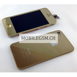 LCD Display Full Set iPhone 4 mit Akkufach Deckel im Goldener Farbe