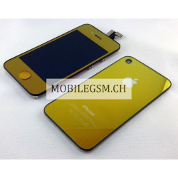 LCD Display Full Set iPhone 4 mit Akkufach Deckel Gelb Chrom