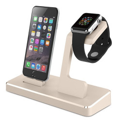 Ladestation 2 in 1 für die Apple Watch und das iPhone in Weiss