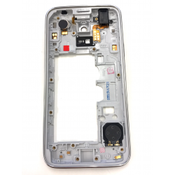 OEM Mittel Rahmen in Weiss / Silber für Samsung Galaxy S5 mini SM-G800F