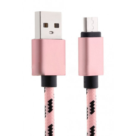 100 cm Datenkabel Ladekabel Micro USB Kabel Nylon in Pink