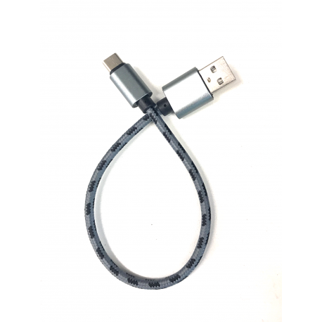 25 cm Datenkabel Ladekabel Type-C USB Kabel Nylon in Grau