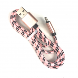 100 cm Datenkabel Ladekabel Type-C USB Kabel Nylon in Pink