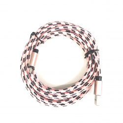 200 cm Datenkabel Ladekabel Type-C USB Kabel Nylon in Pink