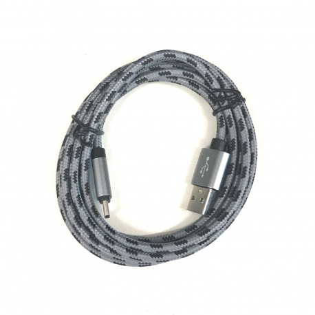 200 cm Datenkabel Ladekabel Type-C USB Kabel Nylon in Grau
