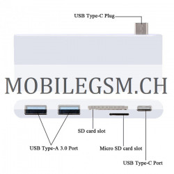 6-in-1 USB-C 3.1 PD SD/Micro SD Card Reader Silver