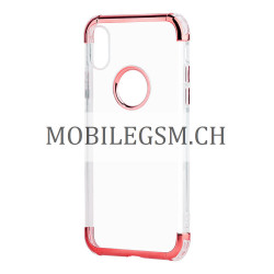 Schutzhülle, Etui für iPhone X Phantom TPU Transparent Three Piece in Pink