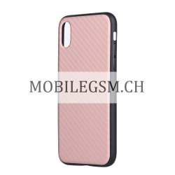 Schutzhülle, Etui für iPhone X Carbon Fiber in Pink