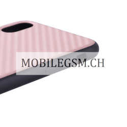 Schutzhülle, Etui für iPhone X Carbon Fiber in Pink