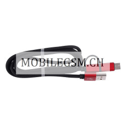1M 2 in 1 Micro Type-C USB Kabel in Schwarz/Rot