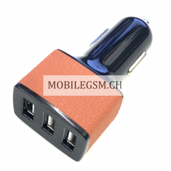 3 USB Auto Ladegerät in Schwarz/Braun