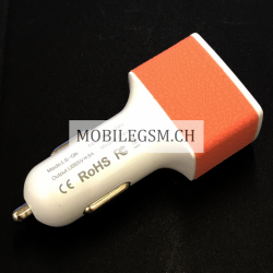 3 USB Auto Ladegerät in Weiss/Pink