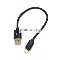 25 cm Apple Lightning USB Kabel in Schwarz