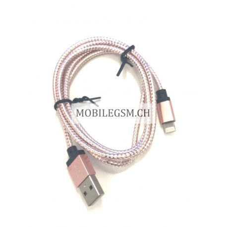 100 cm Apple Lightning USB Kabel in Pink/Silber
