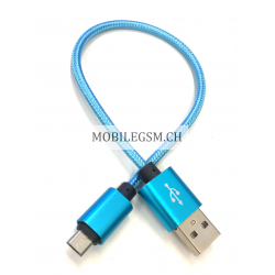 25 cm Datenkabel Ladekabel Micro USB Kabel Nylon in Blau