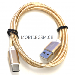 100 cm Datenkabel Ladekabel Type-C USB Kabel Nylon in Gold
