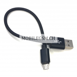 25 cm Datenkabel Ladekabel Micro USB Kabel Nylon in Schwarz