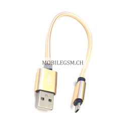 25 cm Datenkabel Ladekabel Micro USB Kabel Nylon in Gold