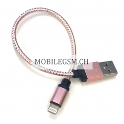 25 cm Apple Lightning USB Kabel in Pink/Silber