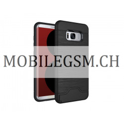 Hülle mit Karte Halterung in Schwarz für Samsung S8 Plus