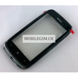 8002390 Original Fron Cover mit Touch Panel / Glas für Nokia Lumia 610 SCHWARZ