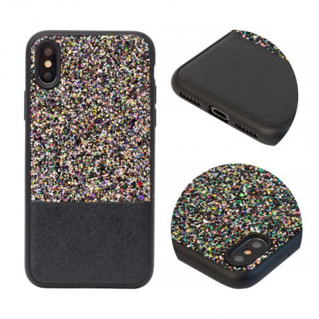 Bright glitter powder back case - IPHONE X schwarz